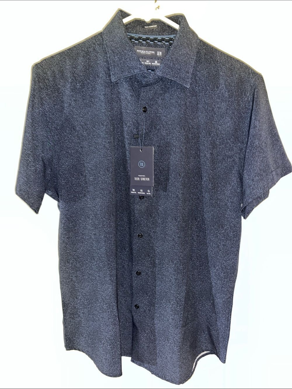 New Denim & Flower Mens Button Down Shirt Tech Comfort Dress Casual Summer 4 way